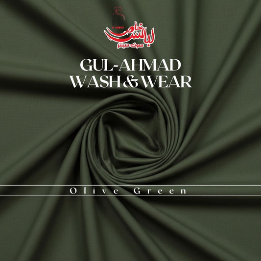 Premium Gul-Ahmad Wash & Wear - Olive Green